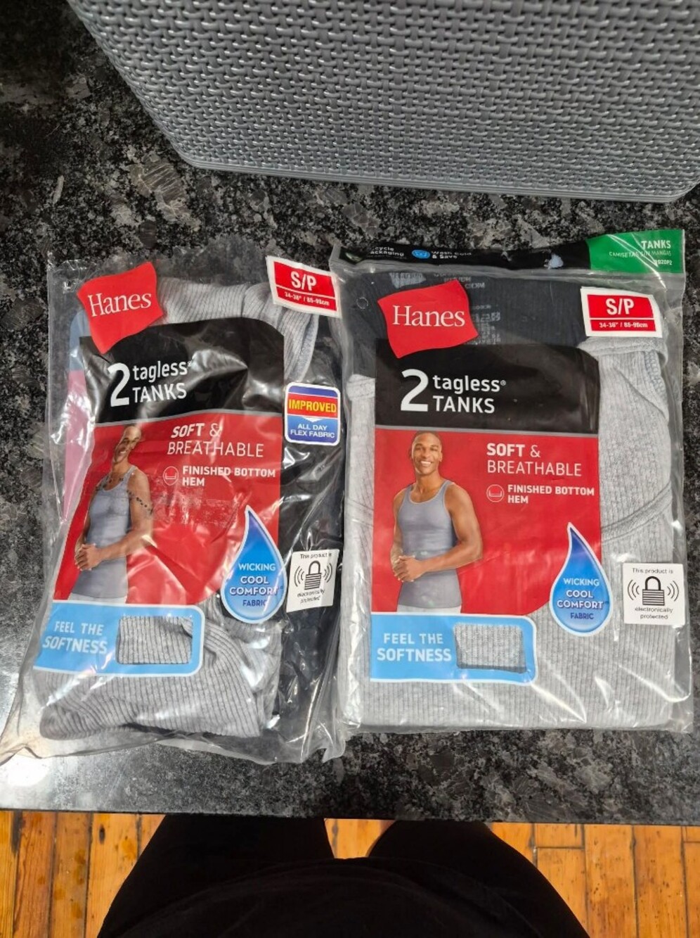 Hanes Men’s 2-Pack Tagless Tanks — Gray
